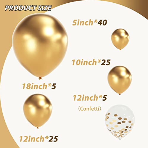 Metallic Gold Balloon Garland Arch Kit 100 Pack 18/12/10/5 Inch Latex Party Balloons Different Sizes Confetti Balloons Chrome Balloon For Engagement Wedding Christmas Graduation Party Decorations #TOP1