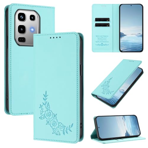 Rfvzubemok Compatible with Infinix Note 50S Flip Kickstand Magnetic Snap-Closure Card Slot Phone Case Mint
