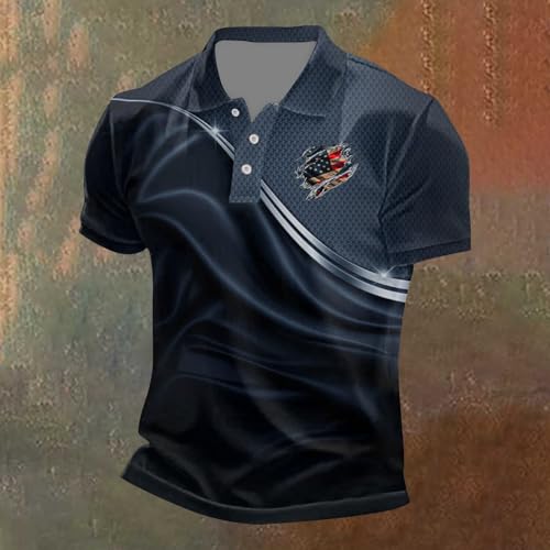 Shirts for Men Casual Fashion Flag Graphic Button Short Sleeve Tshirts Summer Funny Loose Fit Outdoor Streetwear 20252