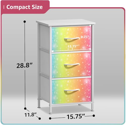 Sorbus Kids Nightstand, Fabric Drawers (Colorful with Stars, 3 Drawer) - image 4