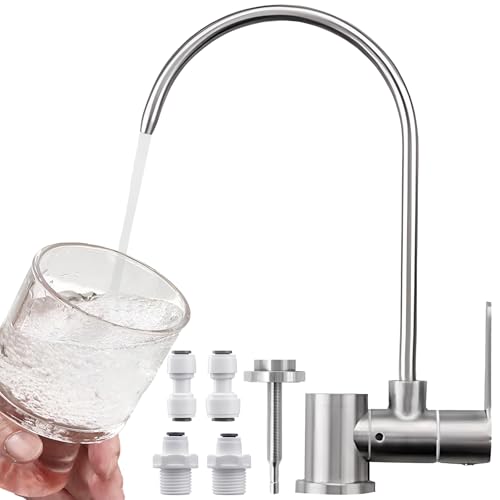DMOZMSY Grifo Osmosis Abatible Agua Fría Individual Grifo Para Osmosis 1 Vía Para Sistema De Filtración De Agua(Níquel Cepillado)