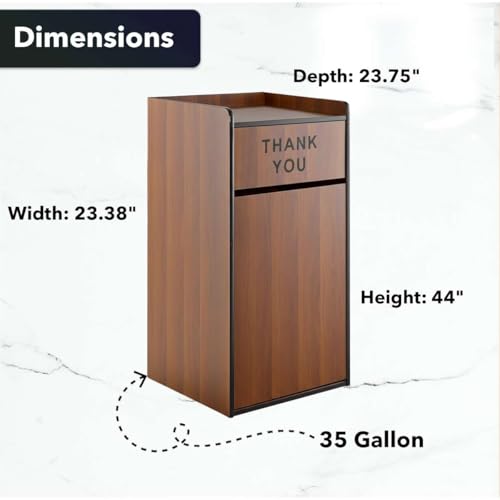 Mueble para basura de madera nogal 35 galones con puerta abatible miniatura 2