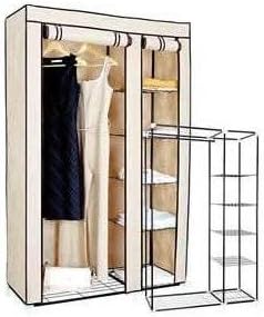 HISP Double Large Cream Portable Canvas Wardrobe Cupboard