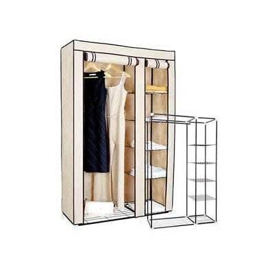 HISP Double Large Cream Portable Canvas Wardrobe Cupboard