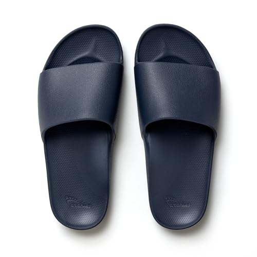 ARCHIES Arch Support Slides Orthotic Recovery Sandals for Plantar Fasciitis Relief Foot Pain & Heel Pain Lightweight Cushioned Shock-Absorbing Slides for Walking and All-Day Comfort - Navy