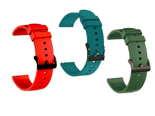 Image of IIK COLLECTION 22mm Silicone Strap for Smart Watches | Combo Pack Compatible With Noise, Fireboltt, Boat Xtend, Pebble, Boat Flash, Noise Color Fit, Ultra Smart Watch & All Watches