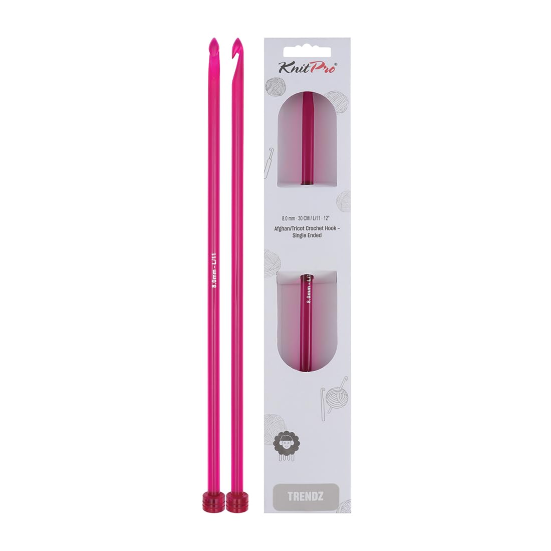 Knit Pro KP51406 8 mm Single Ended Tricot/Afghan Crochet Hook, Multi-Colour