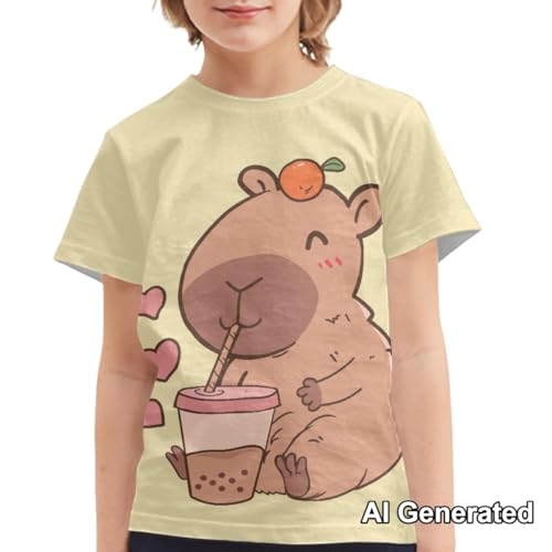 Image of Xhuibop Kids Tshirts Girls Boys 3-16 Years Summer Clothes for Teens Loose Fitting Tops