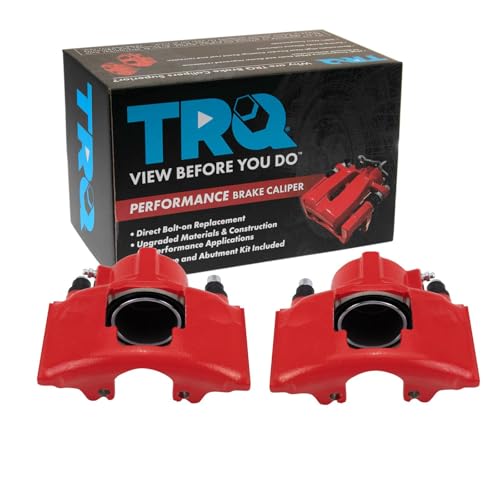 Image of TRQ Performance Front Driver and Passenger Side Brake Caliper Set Caliper Brackets Compatible with 92-99 Chevrolet C1500 94-99 Dodge Ram 1500 92-99 GMC C1500 99-00 Cadillac Escalade 98-99 GMC Yukon