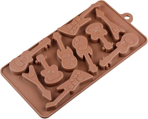 Selecto Bake Juego de moldes para hornear de silicona con forma de guitarra para chocolate, molde de chocolate 3D, moldes para hornear, gelatina de caramelo, cubitos de hielo y mini jabón