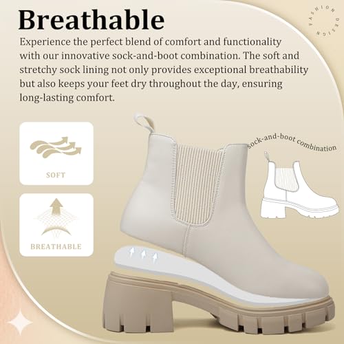 Chelsea Boots Women Short Boots for Women Dressy Ankle Boots Womens Platform Chunky Heel Boots for Women Fall booties Para Mujer Waterproof - Image 5