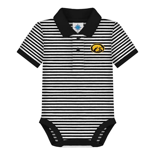 Image of Creative Knitwear College Baby Striped Polo Bodysuit - Team Logo, Multiple Colors, for Boys & Girls (0-12 Months)