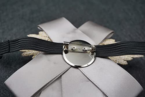 Dgtopaz Rhinestone Grey Bow Ties For Men Ribbon Bow Brooch Necktie Broach Bowties Collar Pin Pretie Women Suit Dress Up Decoration For Christmas New Year (Grey) #TOP5