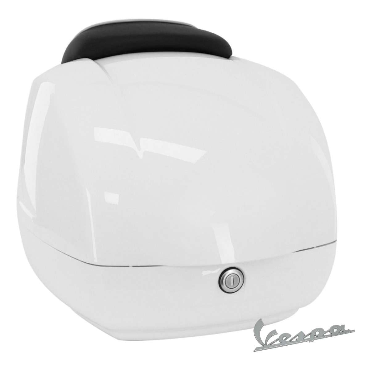 Generico Topcase komplett mit Gepäckträger kompatibel mit Vespa GTS GT GTV weiß von 2006 bis 2024 Komplettset