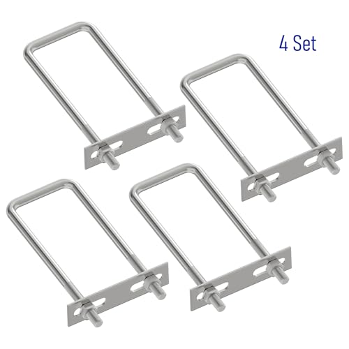 Image of 4 Sets 304 Stainless Steel Square U-Bolts 2.76 inch(70mm) Inner Width, 6.9 inch(175mm) Length Stainless M8 with Nuts, Frame Plate, Accessories for Automobiles Trailer, Boat Trailer Industrial Parts