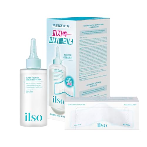 ILSO Super Melting Sebum Softener, 5.29 fl oz, with 40 Skin Wrap Cotton Pads included, Pore Cleansing Solution, Melts Away Blackheads & Sebum, Korean Skincare