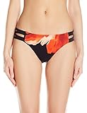 Carmen Marc Valvo Damen Bikini Bottom Badeanzug mit Seitliche Riemchen Detail, Mohnblumen-Print, X-Small