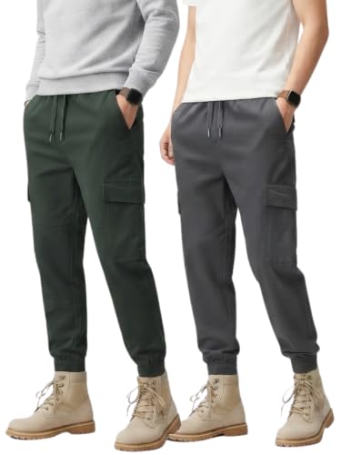 Image of Leriya Fashion Men's Cargo Pants | 6 Pocket Cotton Cargo Joggers for Men | Loose Fit Stylish Pant with Pockets | Casual Baggy Trousers & Streetwear Lower
