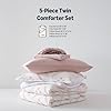 Amazon Basics 5-Piece Kids' Bed-in-a-Bag, Jacquard Microfiber Bedding Set with Comforter, Sheets, and Pillowcases, All-Season, Pink Tufted, Twin #4