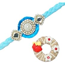 Single Rakhi for Brother Bhaidooj Tikka Rakhi Thread for Bhai Bhabhi Bhaiya and Bhatiji veera Rakhi Set Dora Bracelet Kalwa with for Brother Sister Indian Traditional Diwali Decorations Festival