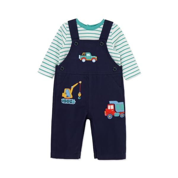 Little Me Essentials for Baby Girls and Boys Woven Jumpers and Coverall Overalls Set, Newborn to 24 Months - Image 5