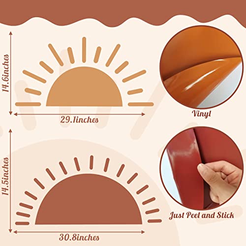 Half Sun Wall Decal Large Wall Decal Sunshine Wall Stickers Vinyl Wall Art Decals Removable Sun Decals For Walls Sunrise Sticker Peel And Stick Wall Decals For Nursery Kids Room Bedroom Playroom Decor #TOP6