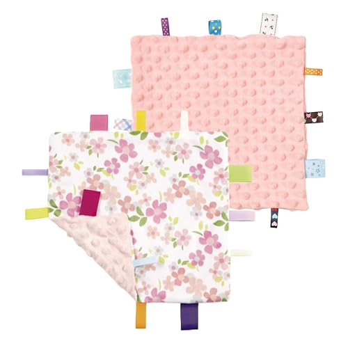 Image of CREVENT Security Blanket for Babies, Soft Baby Lovey Comforter, Sensory Plush Blanket for Baby Girls, Calming Sleep Companion, 10 inch x 10 inch 2pcs