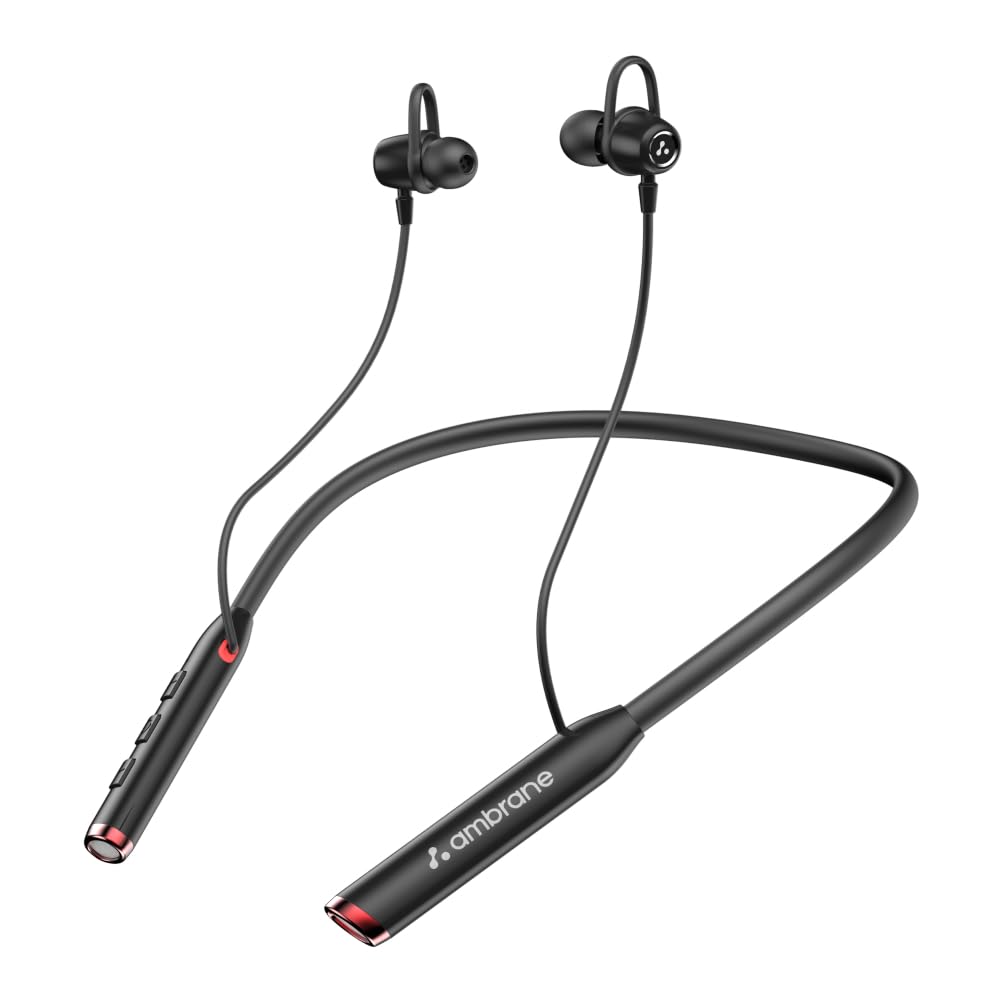 Ambrane Wireless Bluetooth Earphones with Mic, 60Hrs Battery, Hall Switch, 10mm Drivers, Fast Charging & Pairing, Boostedbass Neckband, Dual Pairing, BT V5.4, Low Latency Gaming Mode (Hitz 21, Red)-image-37