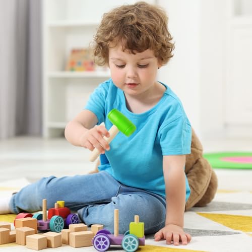Image of 1Pcs Toy Hammer Simulation Wooden Hammers Plastic Toddler Hammer SmallPortable Kids Maintenance Tools Toys Pretend Fake Mallet Hammers for Boys Girls(Green)