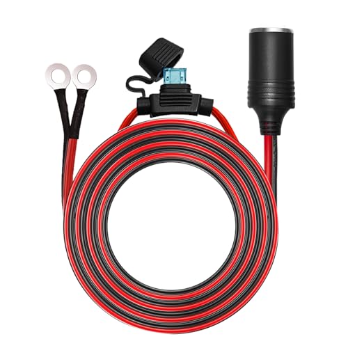 [Cable UL]Chanzon hembra para encendedor de cigarrillos de 6 Ft + conector de terminal de ojal, cable de alimentación de 12V 16 AWG accesorio de cable resistente 15A alimentación DC 12 24 voltios