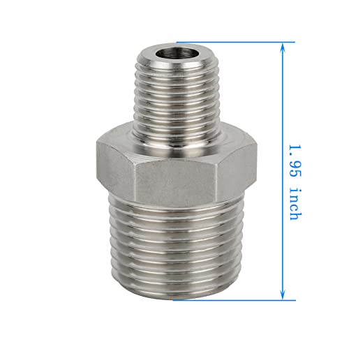 Image of Metalwork Stainless Steel 304 Reducing Pipe Fitting, Reducer Hex Nipple, 1 inch NPT Male x 3 /4 inch NPT Male, 1 Pc
