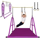 Peakpath Foldable Gymnastics Bar for Kids, Adjustable Height 3-5ft, 330lbs Weight Capacity, Professional Junior Training Equipment for Home, Ideal for Girls & Boys Birthday Gift