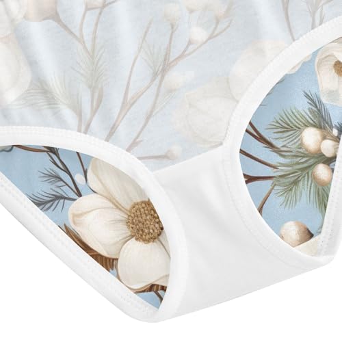 Elegant Floral Blue Toddler Cotton Underwear, Girls Cotton Underwear, 2T–8 Years4