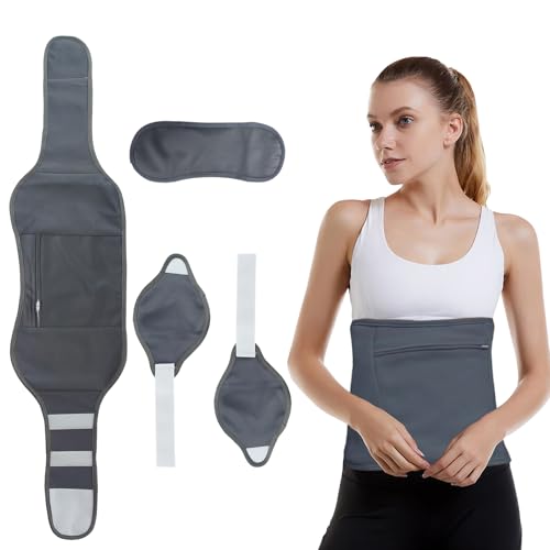 CheiyQu Castor Oil Pack Wrap, 4 Pcs Reusable Organic Cotton Castor Oil Wrap for Neck, Abdomen and Knee with Adjustable Elastic Straps Washable Flannel Cloth Compress Kit