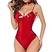 Sexy Lingerie for Women Tummy Control Patent Leather Babydoll Casual Teddy Naughty Sexy Outfits Choker Comfy Fashion Clothing,Red,Small