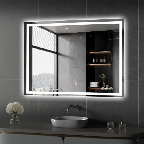 Image of Koonmi 40x36 LED Bathroom Mirror with Light, Anti-Fog, 3 Colors