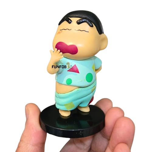 Image of FUNFOB Shinchan Action Figure Height -8cm | Shin chan Figurine Cartoon Figures Toys for Boys & Girls PVC Multicolour | Nightsuit -Yawning