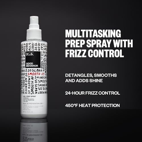 IGK GOOD BEHAVIOR 4-in-1 Prep Spray | Leave In + Detangle + Heat Protectant | Vegan + Cruelty Free | 7 Oz - 1