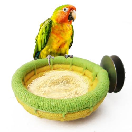Image of Cotton Rope Bird Nest Handmade Bird Breeding Nest Parrot Hatching Nesting for Budgie Canary Parakeet Finch Cockatiel Lovebird and Other Small Birds
