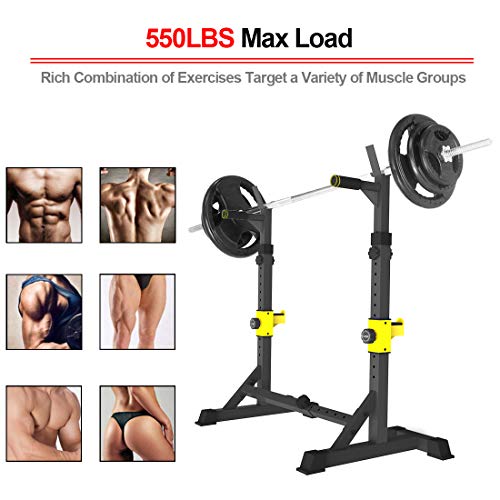Uboway Barbell Rack Squat Stand Adjustable Bench Press Rack 550LBS Max Load Multi-Function Weight Lifting Home Gym Fitness