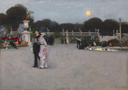 Tableau Jardin du Luxembourg de Sargent : peinture à l'huile de nuit faite main