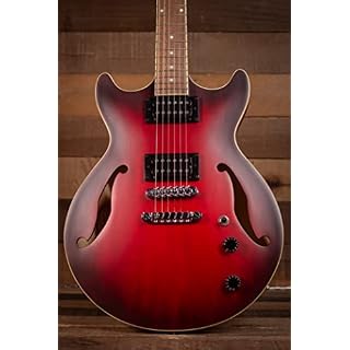 Ibanez Artcore AM53SRF Guitare électrique 6 cordes à corps semi-creux pour droitier Rouge soleil plat - Les Beatles, Paul McCartney, John Lennon, RIngo Starr, George Harrison