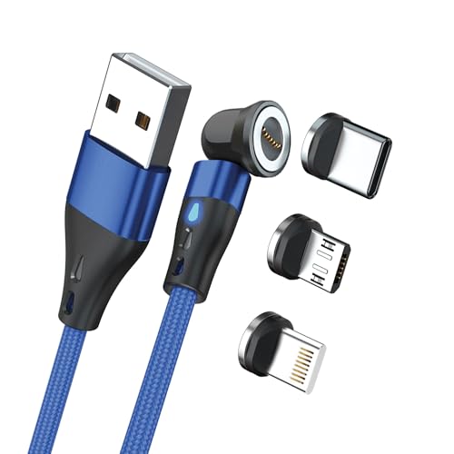 Realpower Câble magnétique 3 A, 1 m, bleu, avec adaptateurs