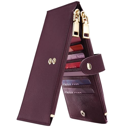 Image of Travelambo RFID Wallet Women Large Size Bifold Multi Card Wallet Case with Zipper Pocke Credit Card Holder for Women