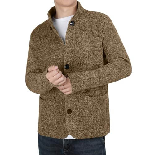 yoeasy Men's Blazer Collar Long Sleeve Button Knit Cardigan Casual Open Front Sweater with Pockets4