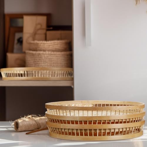 Yungyan TG-YUNGYAN-54926 13.8 Inch Set Of 4 Bamboo Wicker Serving Trays thumb #5