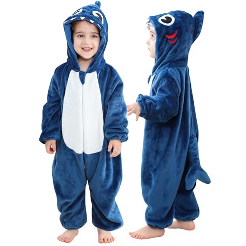 COOKY.D Kids Shark Costume Romper Hooded Carnival Pyjamas Outfit 2-3 Years