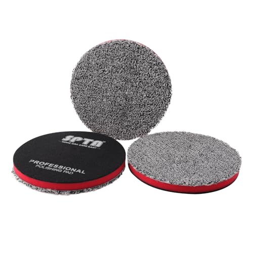SPTA 6(150MM) Microfiber Cutting Pads 3PCS Soft Microfiber Wax Removal Pad Detailing Wax Applicator Pad for Waxing and Polishing&Scratch and Vortex Removal Pad