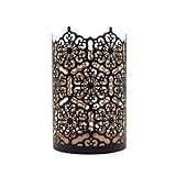 Hosley 7 Inch High Cut Bronze LED Votive Tealight Holder Lantern Intricate Floral Design for Timeless Elegance and Cozy Illumination in Stylish Home D cor Elevate Your Ambiance