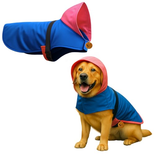 Image of Sage Square Dog Raincoat | Waterproof Pet Jacket with Hood & Leash Hole | Lightweight & Breathable Fabric | Adjustable Strap | Coat Protects Against Rain, Mud, Ticks & Fleas (28Inch) (Large)